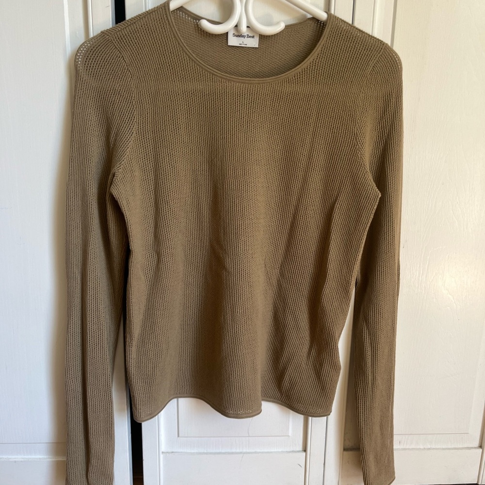 Sunday Best Tan Long Sleeve Knit Top